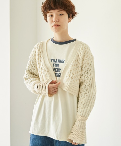 nitca(ニトカ)の「ケーブル × コットンリリー ショートカーディガン(カーディガン/ボレロ・レディース・アイボリー/ブルー/ネイビー・FREE)」の9枚目の写真