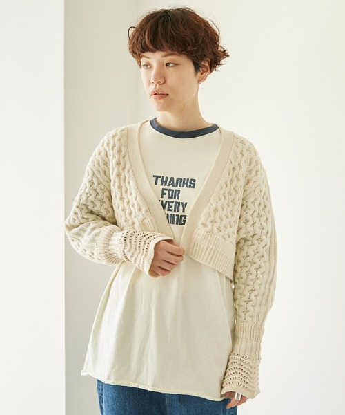 nitca(ニトカ)の「ケーブル × コットンリリー ショートカーディガン(カーディガン/ボレロ・レディース・アイボリー/ブルー/ネイビー・FREE)」の6枚目の写真