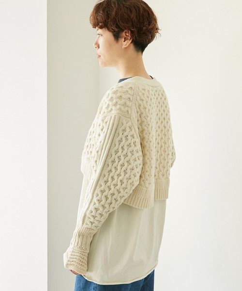 nitca(ニトカ)の「ケーブル × コットンリリー ショートカーディガン(カーディガン/ボレロ・レディース・アイボリー/ブルー/ネイビー・FREE)」の18枚目の写真