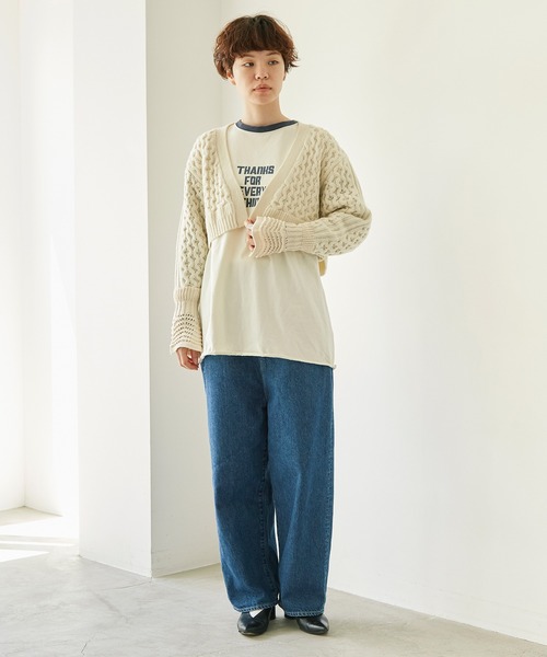 nitca(ニトカ)の「ケーブル × コットンリリー ショートカーディガン(カーディガン/ボレロ・レディース・アイボリー/ブルー/ネイビー・FREE)」の10枚目の写真