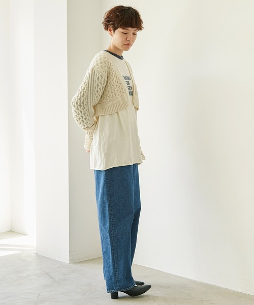 nitca(ニトカ)の「ケーブル × コットンリリー ショートカーディガン(カーディガン/ボレロ・レディース・アイボリー/ブルー/ネイビー・FREE)」の13枚目の写真