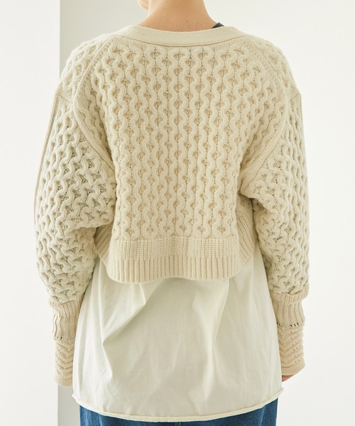 nitca(ニトカ)の「ケーブル × コットンリリー ショートカーディガン(カーディガン/ボレロ・レディース・アイボリー/ブルー/ネイビー・FREE)」の11枚目の写真