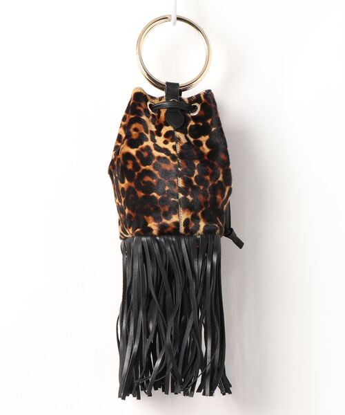 MAISON BOINET（メゾンボワネ）の「MAISON BOINET // ゴールドハンドル×レオパード柄×フリンジ  BAG★（ショルダーバッグ・レディース・ブラック系・FREE）」の3枚目の写真