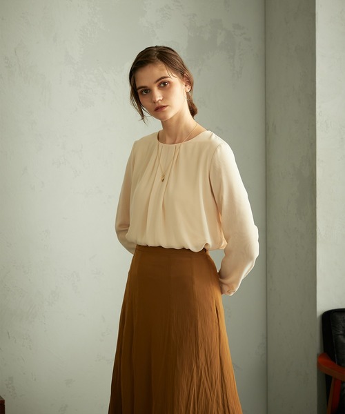 LE SOUK HOLIDAY(ルスークホリデー)の「シフォン重ねTブラウス(Tシャツ/カットソー・レディース・ベージュ/ネイビー/ワイン・M/S)」の1枚目の写真