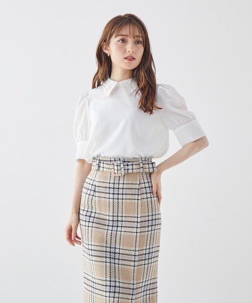 BE RADIANCE(ビーラディエンス)の「ベルト付チェックツイードスカート(スカート・レディース・ベージュ/ピンク・FREE)」の22枚目の写真