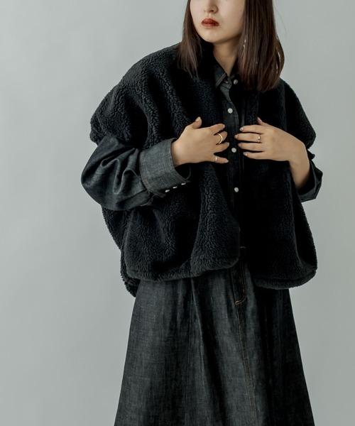 セール】ボアベスト付トレンチコート（ミリタリージャケット）｜mystic  