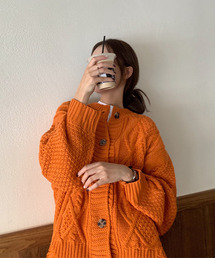 c.u.l | 【c.u.l:w】ケーブル編みクラッシュボリュームカーディガン culw89(ニット/セーター)