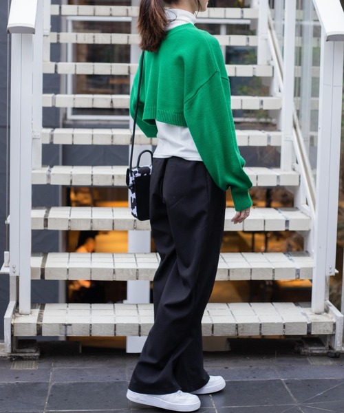 WEGO（ウィゴー）の「WEGO/2WAYスーパーショートニット（ニット/セーター・レディース・ホワイト/ブラック/グリーン/杢グレー/ピンク/ブラック系その他5・FREE）」の16枚目の写真