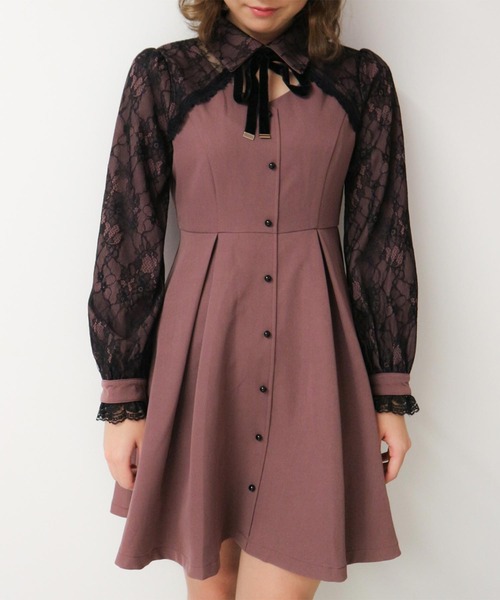 VALENTINO ワンピース レース リボンチョーカー ボウタイ付き S