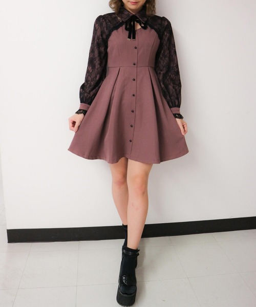 ROJITA（ロジータ）の「レース切替リボンチョーカーワンピース（ワンピース・レディース・ブラック/ピンク系その他・FREE）」の13枚目の写真