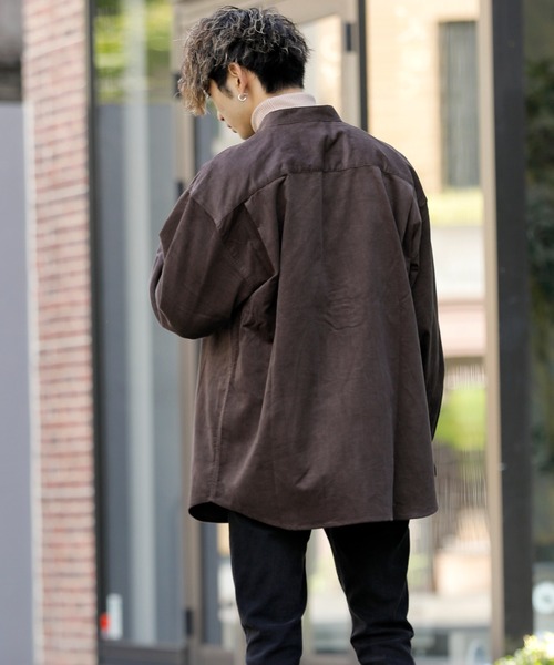 Beno(ビーノ)の「コーデュロイ バンドカラー オーバーシャツ(シャツ/ブラウス・メンズ・ブラック/ダークブラウン/ネイビー/グリーン/アイボリー・M/L)」の15枚目の写真