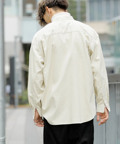 Beno(ビーノ)の「コーデュロイ バンドカラー オーバーシャツ(シャツ/ブラウス・メンズ・ブラック/ダークブラウン/ネイビー/グリーン/アイボリー・M/L)」の9枚目の写真