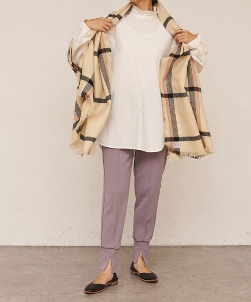 Casselini（キャセリーニ）の「【Casselini/キャセリーニ】チェックストール（マフラー・レディース・ベージュ/アイボリー・ONE SIZE）」の9枚目の写真