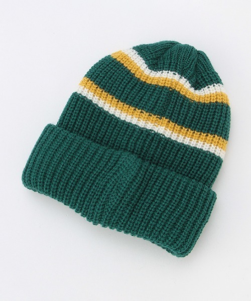 XLARGE KIDS（エクストララージキッズ）の「ラインニット帽（ニットキャップ/ビーニー・キッズ・ブラック/グリーン・FREE）」の7枚目の写真