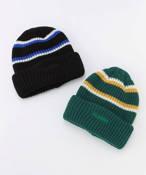 XLARGE KIDS（エクストララージキッズ）の「ラインニット帽（ニットキャップ/ビーニー・キッズ・ブラック/グリーン・FREE）」の10枚目の写真