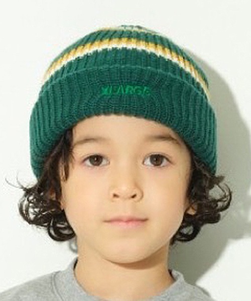 XLARGE KIDS（エクストララージキッズ）の「ラインニット帽（ニットキャップ/ビーニー・キッズ・ブラック/グリーン・FREE）」の16枚目の写真