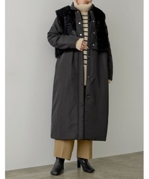 Re:EDIT | マルチWAYピーチタフタ中綿ベスト付きロングコート(ステンカラーコート)