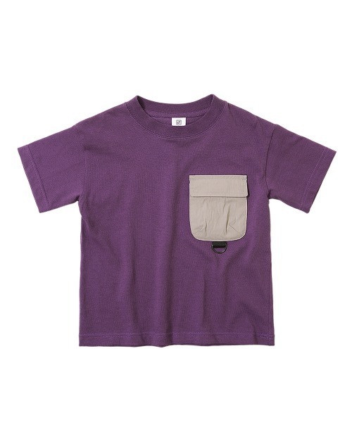 devirock(デビロック)の「バックプリント異素材ポケット半袖Tシャツ(Tシャツ/カットソー・キッズ・パープル/オフホワイト/ライトカーキ/スミクロ・120cm/140cm/130cm/150cm/160cm/110cm/100cm)」の12枚目の写真
