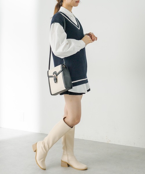 OLIVE des OLIVE(オリーブデオリーブ)の「旬なベスト×シャツSET(ベスト・レディース・ライトグレー/ネイビー/オフホワイト・FREE)」の6枚目の写真