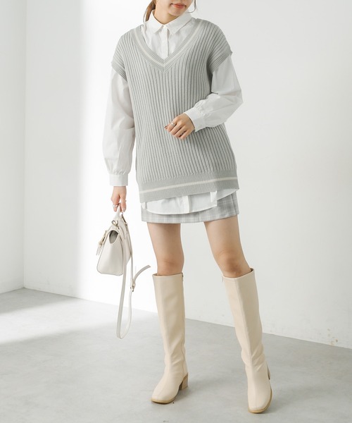 OLIVE des OLIVE(オリーブデオリーブ)の「旬なベスト×シャツSET(ベスト・レディース・ライトグレー/ネイビー/オフホワイト・FREE)」の11枚目の写真