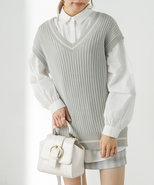 OLIVE des OLIVE(オリーブデオリーブ)の「旬なベスト×シャツSET(ベスト・レディース・ライトグレー/ネイビー/オフホワイト・FREE)」の14枚目の写真