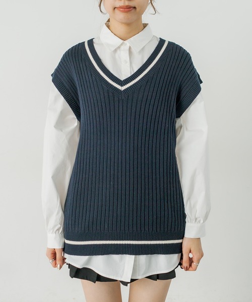 OLIVE des OLIVE(オリーブデオリーブ)の「旬なベスト×シャツSET(ベスト・レディース・ライトグレー/ネイビー/オフホワイト・FREE)」の17枚目の写真