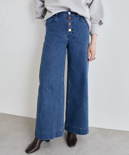 BEARDSLEY（ビアズリー）の「一つ一つ違うボタンが◎ボタンデニムバギー（デニムパンツ・レディース・ブルー・0/1）」の16枚目の写真