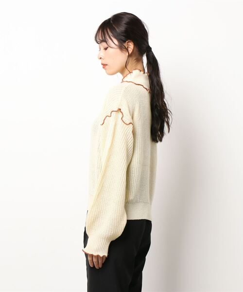 ehka sopo（エヘカソポ）の「配色メローハイネックニット（ニット/セーター・レディース・ブラック/ベージュ/グリーン/キナリ・ﾌﾘ-）」の5枚目の写真