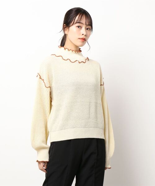 ehka sopo（エヘカソポ）の「配色メローハイネックニット（ニット/セーター・レディース・ブラック/ベージュ/グリーン/キナリ・ﾌﾘ-）」の16枚目の写真