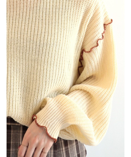 ehka sopo（エヘカソポ）の「配色メローハイネックニット（ニット/セーター・レディース・ブラック/ベージュ/グリーン/キナリ・ﾌﾘ-）」の10枚目の写真