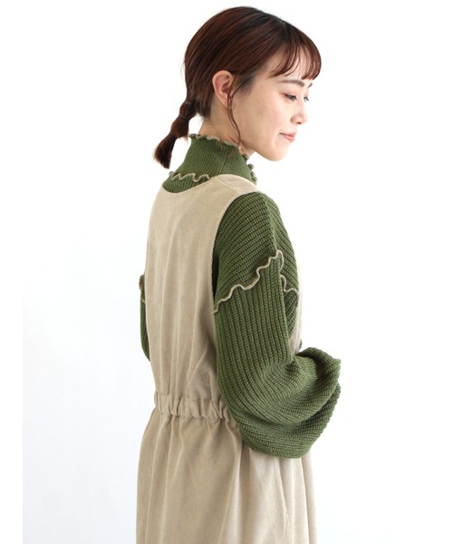 ehka sopo（エヘカソポ）の「配色メローハイネックニット（ニット/セーター・レディース・ブラック/ベージュ/グリーン/キナリ・ﾌﾘ-）」の13枚目の写真