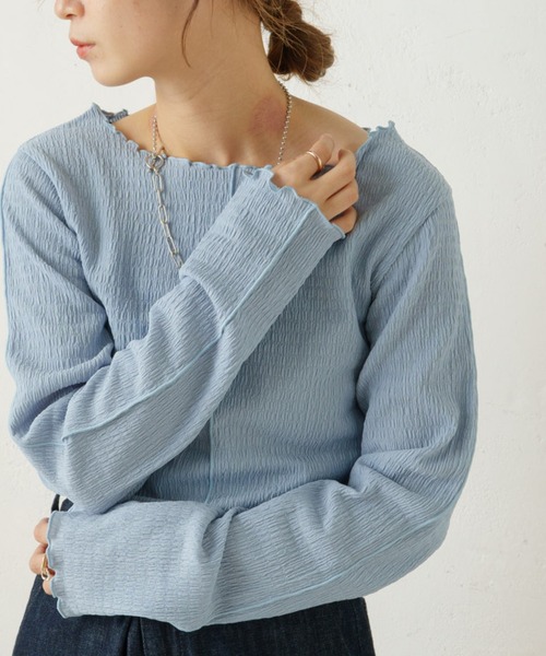 Kastane(カスタネ)の「シャーリングメロウプルオーバー(Tシャツ/カットソー・レディース・ブラック/サックスブルー/アイボリー・FREE)」の3枚目の写真