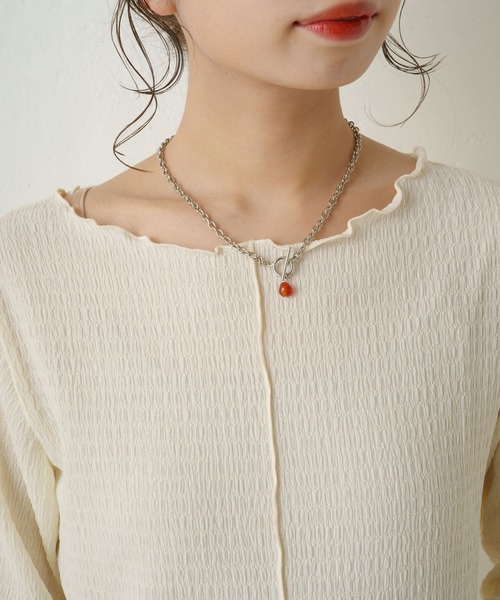 Kastane(カスタネ)の「シャーリングメロウプルオーバー(Tシャツ/カットソー・レディース・ブラック/サックスブルー/アイボリー・FREE)」の9枚目の写真