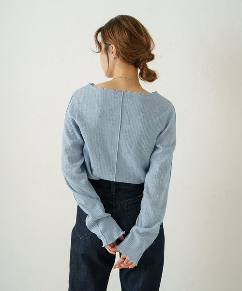 Kastane(カスタネ)の「シャーリングメロウプルオーバー(Tシャツ/カットソー・レディース・ブラック/サックスブルー/アイボリー・FREE)」の13枚目の写真