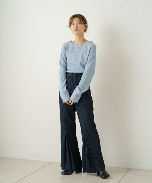 Kastane(カスタネ)の「シャーリングメロウプルオーバー(Tシャツ/カットソー・レディース・ブラック/サックスブルー/アイボリー・FREE)」の18枚目の写真