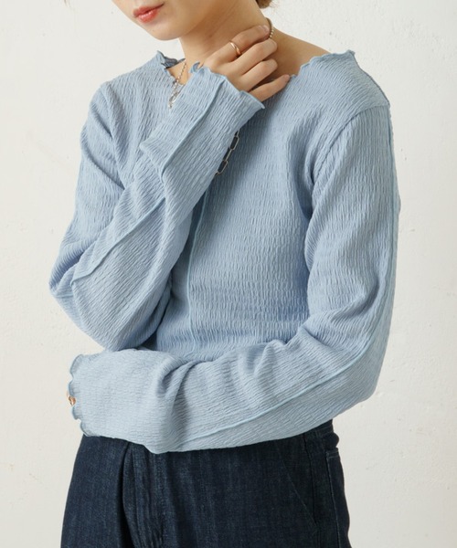 Kastane(カスタネ)の「シャーリングメロウプルオーバー(Tシャツ/カットソー・レディース・ブラック/サックスブルー/アイボリー・FREE)」の8枚目の写真