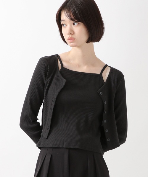 ALAND（エーランド）の「3.3Field Trip／キャミSET RIBカーディガン  2261505（カーディガン/ボレロ・レディース・ブラック/ベージュ/ピンク・FREE）」の2枚目の写真