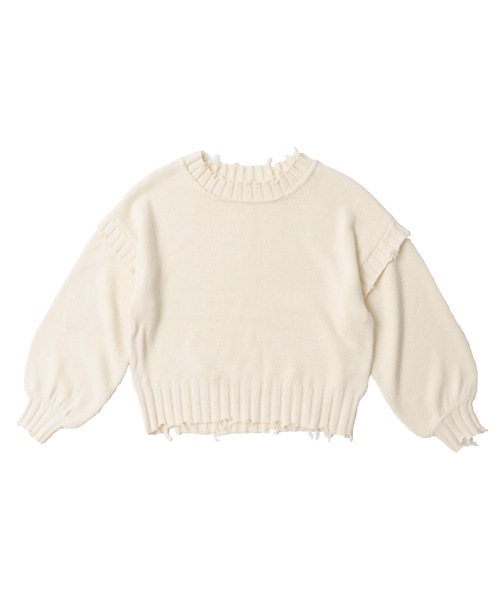 Fashion Letter(ファッションレター)の「ダメージデザインショートニット(ニット/セーター・レディース・ダークグレー/キナリ/イエロー/ブルーグリーン・M)」の17枚目の写真