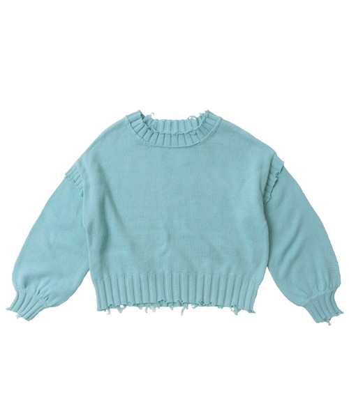 Fashion Letter(ファッションレター)の「ダメージデザインショートニット(ニット/セーター・レディース・ダークグレー/キナリ/イエロー/ブルーグリーン・M)」の13枚目の写真