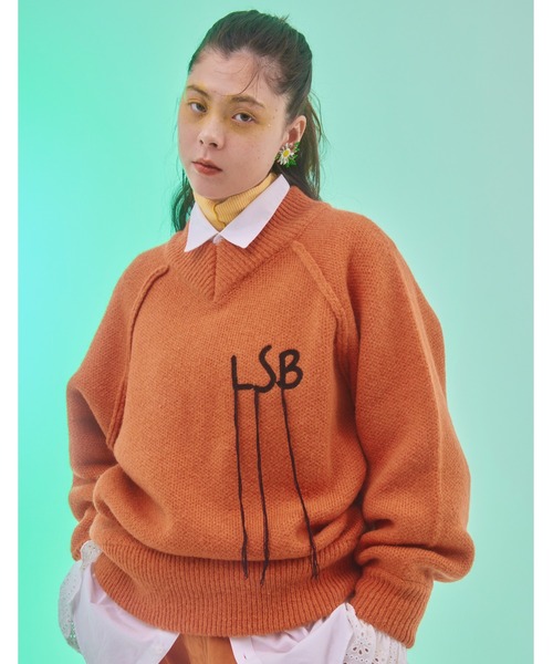 Little sunny bite(リトルサニーバイト)の「《Little sunny bite》LSB stitch knit top(ニット/セーター・レディース・ブラック/グリーン/オレンジ・SMALL)」の3枚目の写真