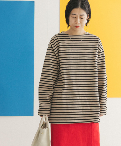 FORK&SPOON(フォークアンドスプーン)の「『ユニセックス』FORK&SPOON ボートネックボーダー(Tシャツ/カットソー・メンズ・グリーン系その他/ホワイト系その他/ブルー系その他/ブラック系その他・3/5/4)」の3枚目の写真