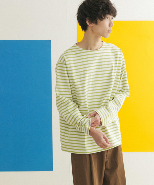 FORK&SPOON(フォークアンドスプーン)の「『ユニセックス』FORK&SPOON ボートネックボーダー(Tシャツ/カットソー・メンズ・グリーン系その他/ホワイト系その他/ブルー系その他/ブラック系その他・3/5/4)」の1枚目の写真