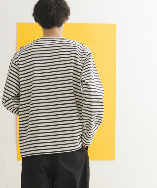 FORK&SPOON(フォークアンドスプーン)の「『ユニセックス』FORK&SPOON ボートネックボーダー(Tシャツ/カットソー・メンズ・グリーン系その他/ホワイト系その他/ブルー系その他/ブラック系その他・3/5/4)」の4枚目の写真