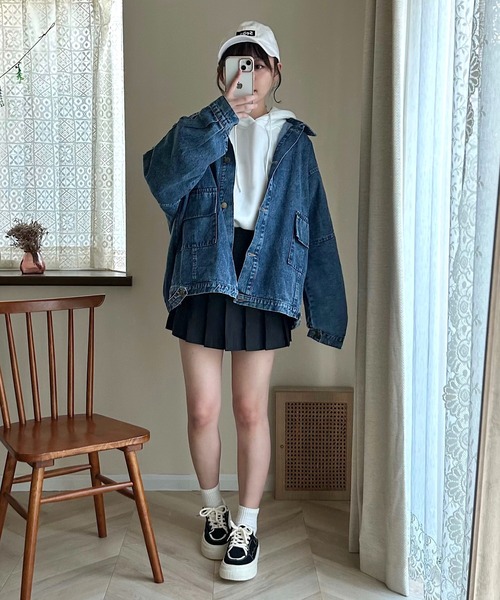 Cham.（チャム）の「オーバーサイズデニムジャケット（デニムジャケット・レディース・ブルー・F）」の12枚目の写真