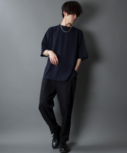 SITRY（シトリー）の「Cut georgette Big silhouette mock neck pullover/カット ジョーゼット ビッグシルエット モックネック プルオーバー（Tシャツ/カットソー・メンズ・ブラック/ネイビー/グレー/オフホワイト/グレイッシュベージュ/グレイッシュブルー/ブラウン/チャコールグレー・M/L/XL）」の20枚目の写真