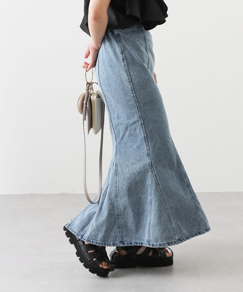 COLONY 2139（コロニートゥーワンスリーナイン）の「マチ入りデニムマーメイドスカート（スカート・レディース・ネイビー/ブラック/ブルー・FREE）」の3枚目の写真