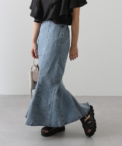 COLONY 2139（コロニートゥーワンスリーナイン）の「マチ入りデニムマーメイドスカート（スカート・レディース・ネイビー/ブラック/ブルー・FREE）」の14枚目の写真
