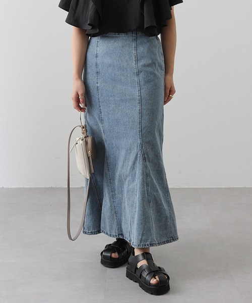 COLONY 2139（コロニートゥーワンスリーナイン）の「マチ入りデニムマーメイドスカート（スカート・レディース・ネイビー/ブラック/ブルー・FREE）」の13枚目の写真