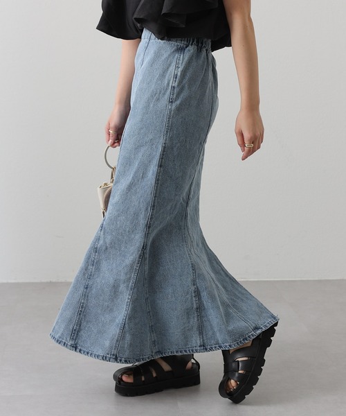 COLONY 2139（コロニートゥーワンスリーナイン）の「マチ入りデニムマーメイドスカート（スカート・レディース・ネイビー/ブラック/ブルー・FREE）」の12枚目の写真