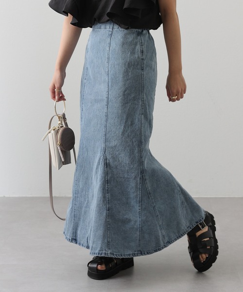 COLONY 2139（コロニートゥーワンスリーナイン）の「マチ入りデニムマーメイドスカート（スカート・レディース・ネイビー/ブラック/ブルー・FREE）」の11枚目の写真